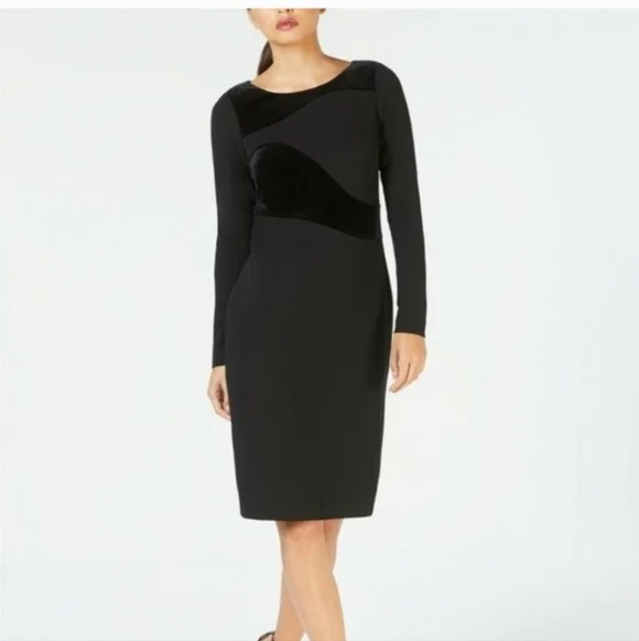 NWT Calvin Klein Long Sleeve Velvet-Swirl dress size 10 - Picture 1 of 13